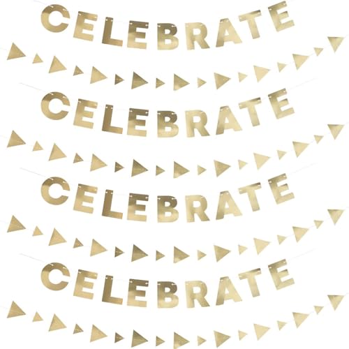 Unique Gold "Celebrate" Paper Garland Set (Pack of 2) -