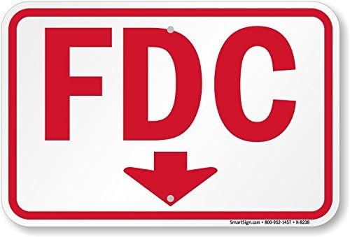 Unoopler FDC (con flecha apuntando hacia abajo) (letra de 6 pulgadas, letrero de estaño de grado diamante, 16 x 12 pulgadas)