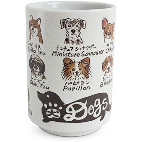 Mino ware YAY051 Teetasse aus japanischer Keramik für Sushi Yunomi Chawan, verschiedene Hunde, hergestellt in Japan (Japan Import) Cover