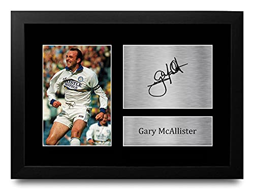 Cadeau foot Leeds United Gary McAllister photo encadrée A4 avec signature imprimée