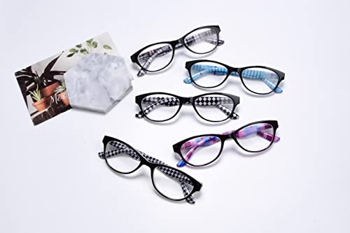 Image of Eyekepper 5-Pack Cat-Eye Reading Glasses Readers Pattern Design Reader Eyeglasses for Women Reading +3.50