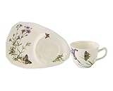 Gracie China Butterfly 2-Piece Porcelain Snack Set, 8-Inch Tray and 4-Ounce Cup