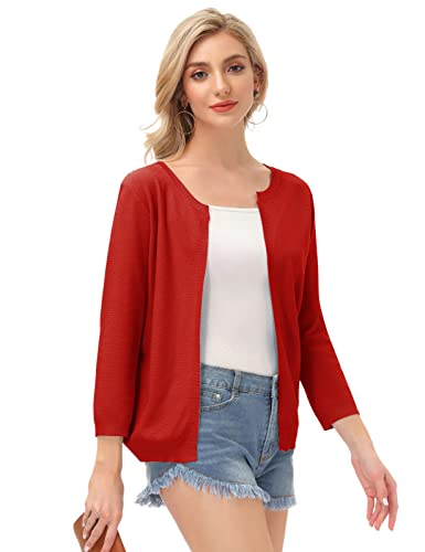 Women Casual Summer Cardigan Long Sleeve Knit Sweater Jacket For Dress(Red,S) #TOP3