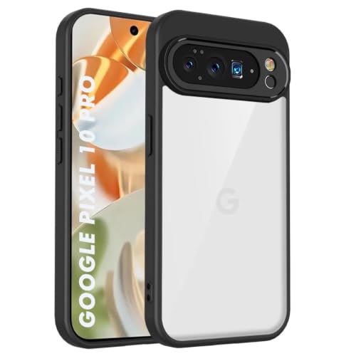 Image of VONZEE Clear Back Case Cover for Google Pixel 10 Pro 5G | Shockproof Design | Hard Back Cover Case for Google Pixel 10 Pro 5G (PC & TPU, Black)