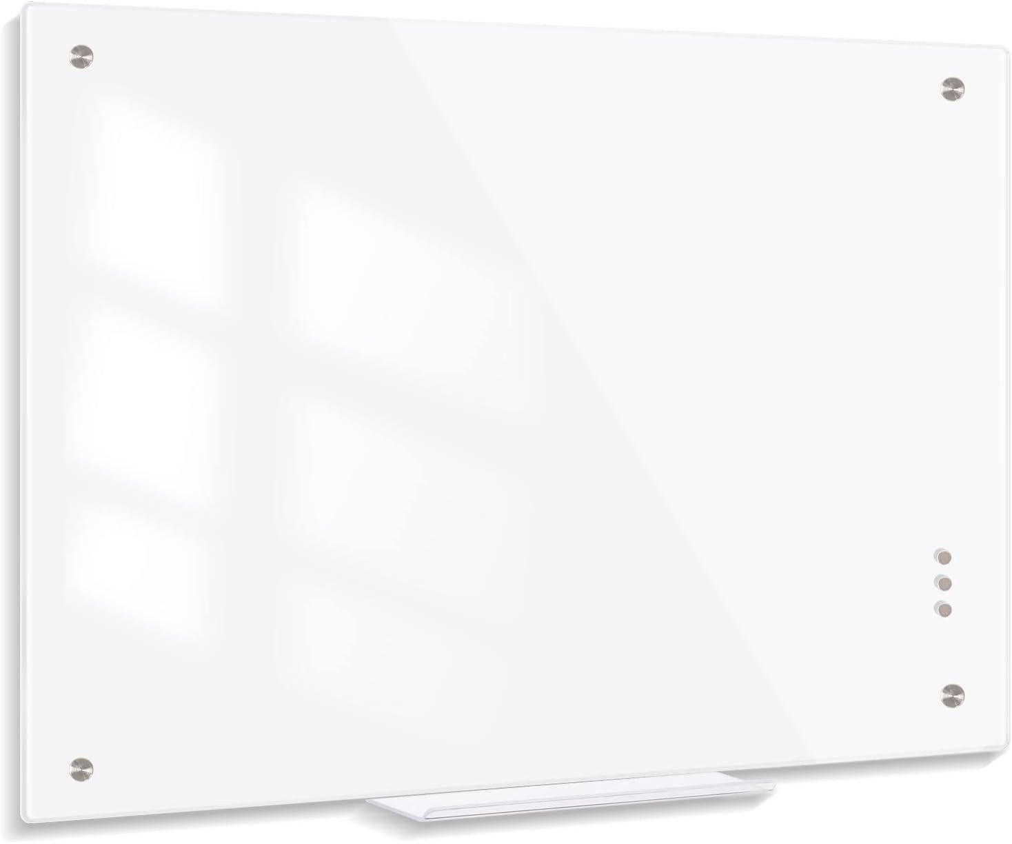 DOLLAR BOSS Glass Whiteboard 24'' X 36'' Magnetic Glass White Boards for Walls, Frameless Glass Board Magnetic Glass Dry Erase Board for Wall with Removable Tray for Home Office School (Ultra White)