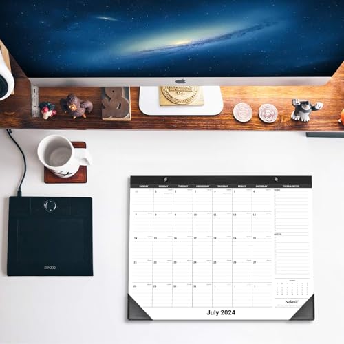 Nekmit Desk Calendar 2024-2025, Yearly Monthly Desk Pad Calendar, Wall Calendar for Planning, Ruled Blocks, Black - Image 5