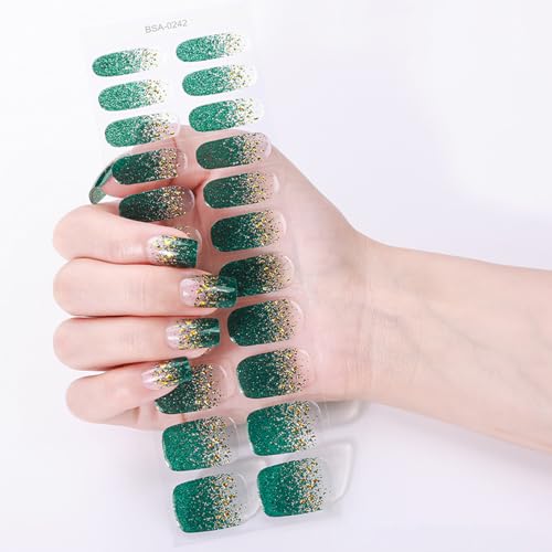 Fluxioxtna Ombre Grün Gold Glitzer Nagel-Wraps