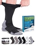Doctor's Select Diabetic Socks for Men - 6 Pairs Crew Mens Diabetic Socks | Diabetic Neuropathy Socks for Men | Black, White, Grey, Dark Grey, Light Brown, Brown