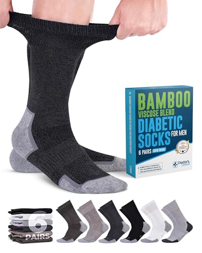 Doctors Select Diabetic Socks For Men - 6 Pairs Crew Mens Diabetic Socks Dia...