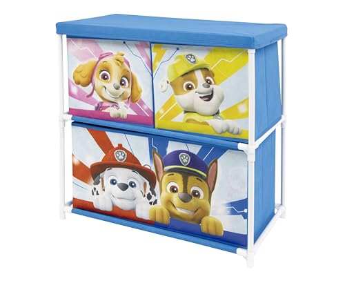 ARDITEX - Étagère pour Enfants avec 3 bacs en Tissu de La Pat Patrouille Paw Patrol - Structure en métal et bacs en Polyester - 53x30x60 cm - Multicolore