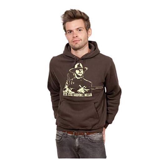 Hoody Clint Eastwood "För en handfull dollar" Kult western huvtröja brun E137-Hoody Gr. M