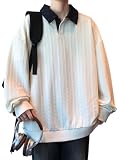 Bligo vネック 秋服 メンズ トレーナー 長袖 ゆったり 人気 カジュアル 大きいサイズ ファッション 春 冬服 通学 Apricot-4XL