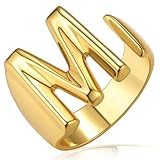 Gold Bold Initial M Rings for Women, GoldChic Jewelry Chunky Letter Open Ring Adjustable Statement Rings for Party