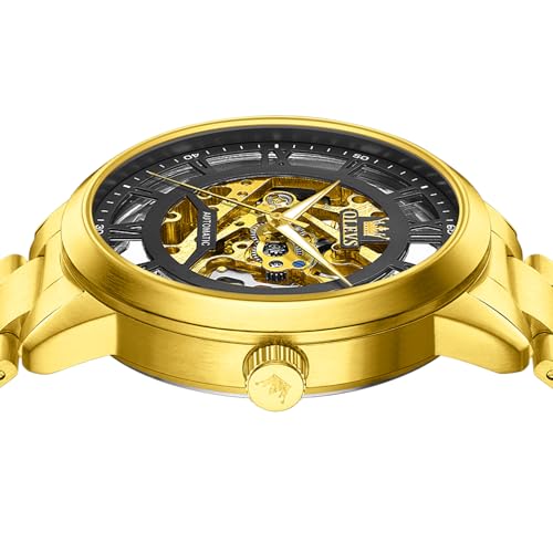 Image of OLEVS Automatic Watches for Men 43MM Skeleton Large Dial 3Hand Self Winding Watch Stainless Steel Dress Luxury Mechanical Waterproof Luminous Wirst Watch Gift