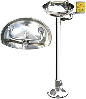Estación de lavado de ojos de ducha de emergencia, unidad de lavado de ojos de acero inoxidable 304 para escuelas y laboratorios con letrero de lavado de ojos