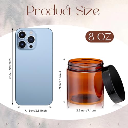 Image of Patelai 4 Pcs Plastic Jars Wide Mouth with Lids,8 Ounce,Amber