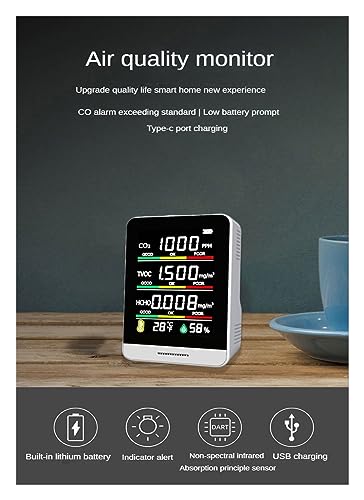 Detector de dióxido de carbono y medidor de CO2 digital con sensor HCHO TVOC 7