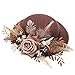 Zinniday Fascinator High Tea Hat - Women's Brown Mini Clip On 20s 50s Derby Cocktail Pillbox Cups Dress Kentucky Hat with Flower and Feather Decoration