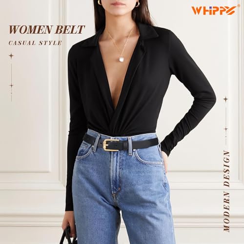 WHIPPY Casual Leather Belt for Women Skinny Waist Belt Thin Fashion Belt for Jeans Pants Dresses, Bowknot-Shaped Gold Buckle2