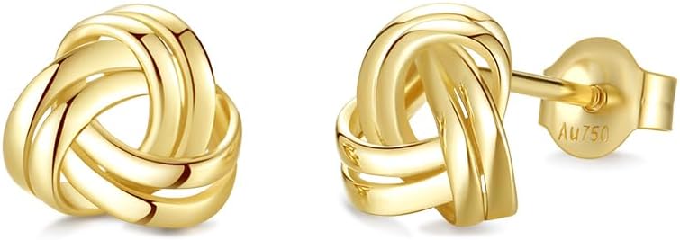 FANCIME14k Solid Yellow Gold Love Knot Stud Earrings Dainty Fine Jewelry Anniversary Valentines Day Gifts for Her Women Wife