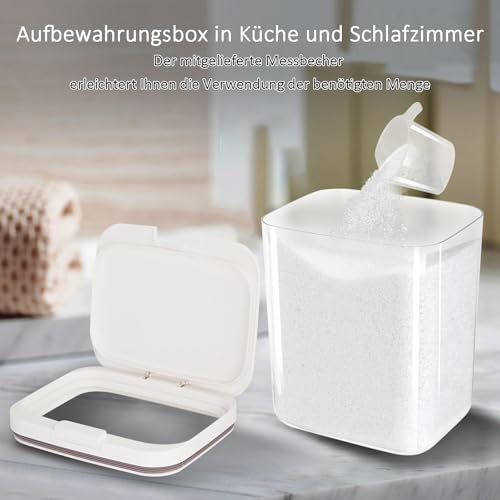 HXXWEUS Waschmittel Aufbewahrung, 4,5L Aufbewahrungsboxes mit Deckel, Waschpulverbehälter mit Luftdichtem Deckel, Aufbewahrungsbox Schnappverschlüsse,Waschpulver Aufbewahrungsbox, für Zuhause, Büro