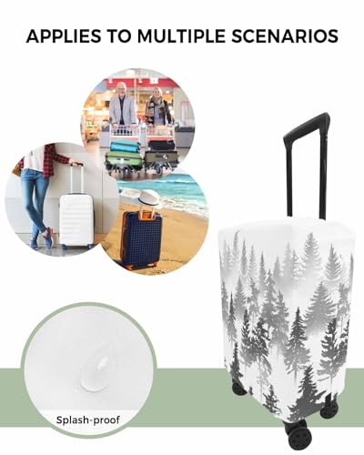 Abstract Tree Travel Luggage Cover Spandex Elastic Suitcase Cover for Luggage, Scratch Proof Luggage Cover Protector for Trunk Case 29-32 Inch Luggage, Modern Tree Textured Grey4