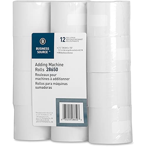 Business Source Receipt Paper 2.25 Inch X 150 Pack Of 12 Rolls - White (28650) #TOP5