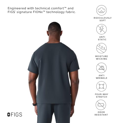 Image of FIGS Leon Scrub Top for Men | 3 Pockets, Tailored Fit, Modern V-Neck, 4-Way Stretch, Moisture-Wicking