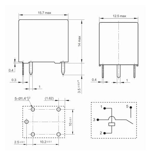 Relé electromecánico CR-1H-12VDC-1AS de 4 pines y 12 voltios 3