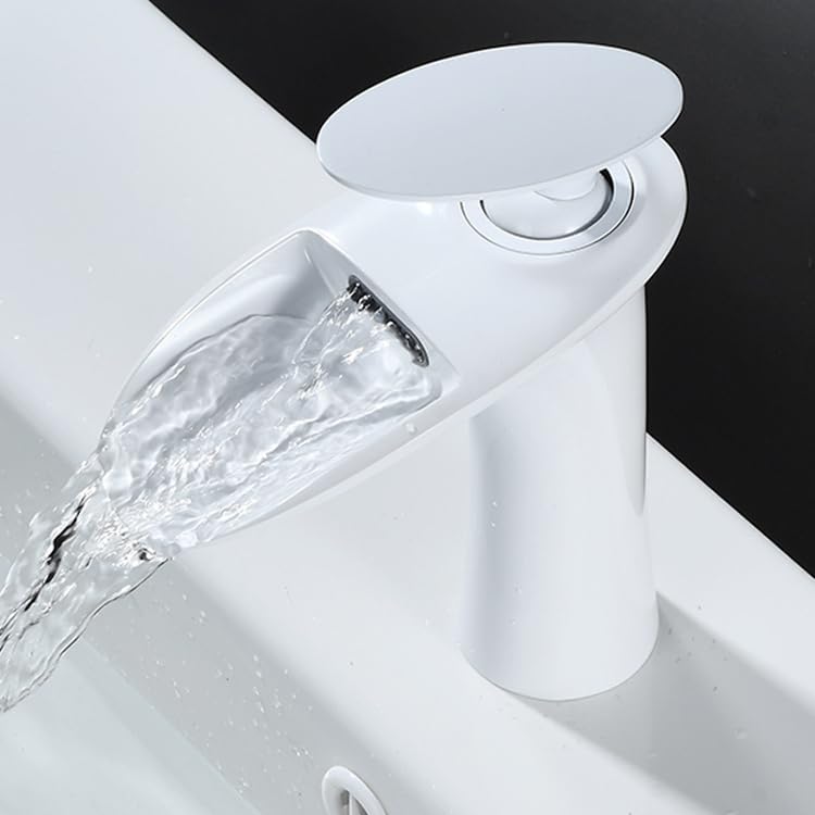 Mitigeur salle de bain en laiton blanc robinet cascade robuste et durable
