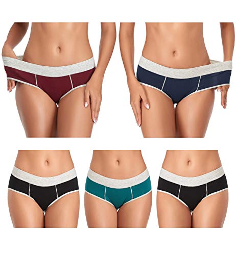 Image of Cotton Underwear for Women Mid Rise Hipster Panties Full Briefs Stretchy Ladies Full Coverage Panties