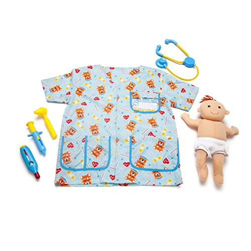 Image of Melissa & Doug Nurse Costume, Pretend Play Dress Up Set (8-Pc) Scrubs, Stethoscope & Accessories, Role Play Toys for Kids 3+