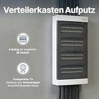 Intratec Sicherungskasten Aufputz 4 reihig – IP40 Verteilerkasten Aufputz Gehäuse für 48 Module mit transparenter Tür für einfache Installation Zuhause & Gewerbe – 652 x 287 x 112 mm – Ansicht 2