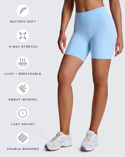 Image of Aoxjox Trinity Workout Biker Shorts for Women Tummy Control High Waisted Exercise Athletic Gym Running Yoga Shorts 6 inch