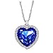 Neoglory Blue Crystals Heart Love Shaped Necklaces & Pendants Jewelry Women 18+2inch