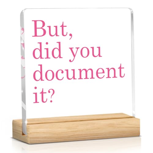 Pink Desk Decor But Did You Document It Funny Office Gifts Workplace Sign for Coworker Friend Cute Office Decor for Women Acrylic Sign Plaque Table Decorations for Home Bedroom Living Room Table