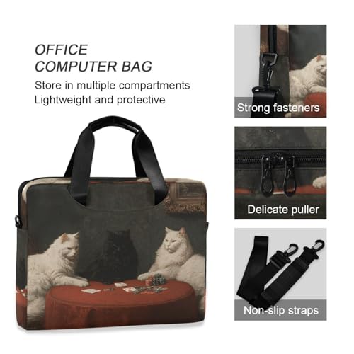 Maletín para laptop con diseño de gatos y múltiples bolsillos miniatura 5