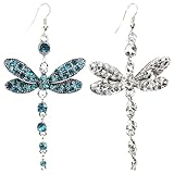 SOIMISS Pendientes Colgantes de Libélula para Mujer, Gemas de Imitación, Diseño Creativo, Color Azul, 1 Par, Joyería de Moda Adecuado para Fiestas y Regalos