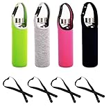 TuNan 4 PCS Water Bottle Carrier with Shoulder Strap 16oz-21oz, Neoprene Sleeve Cup Holder Pouch with Carrying Handle for All Portable Sport Water Bottle -4 Colors