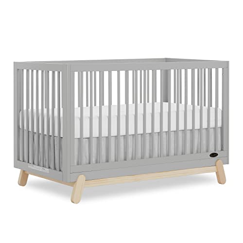 Image of Dream On Me Hygge 5-in-1 Convertible Crib in Pebble Grey Oak, JPMA & Greenguard Gold Certified, Made of Sustainable Pinewood, Easy to Clean, Safe Wooden Nursery Furniture