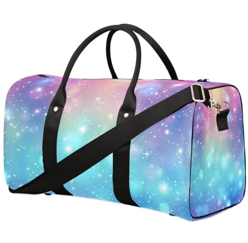 Glitter Rainbow Travel Duffel bag for Men Women Weekender Overnight Bag Gym Bag Carry On Luggage Bags for Yoga Workout Sports