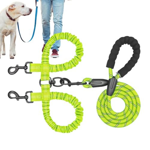 birdusunce 小さな犬のためのトレーニングロープ、犬の牽引ロープ | 2 in1子犬のトラクションリードスプリッター,回転調整可能なウォーキングトレーニングリードペットショック吸収バンジーの中程度の大きな犬