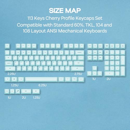 Image of EPOMAKER AegisSil Keycap Set, Silicone Material, Cherry Profile, 113 Keys, 65% /75% /96% /Full Size, Custom Keyboard Keycaps Set for Cherry MX, Kailh, Outemu, Gateron Mechanical Gaming Keyboard (Blue)