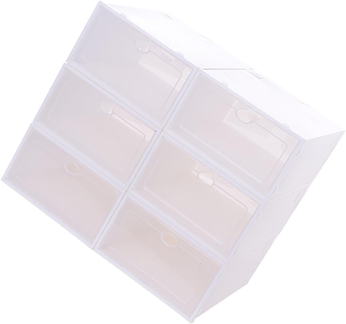 Cabilock 6PCS Box Thickened Transparent Shoe Storage Boxes Plastic Container for Women for Spaces Dorm Rooms and Closets Stackable Design for Easy Organization