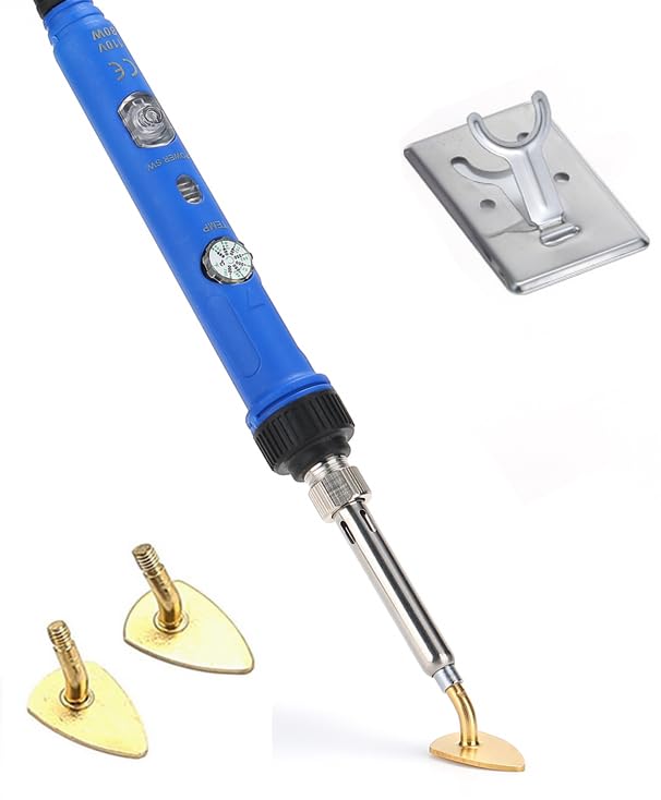 Arokimi Mini Iron, 80W Small Iron for Crafts Patches Shoes Hats, Adjustable Temperature, Easy to Use, with Replaceable Iron Tips (Blue)