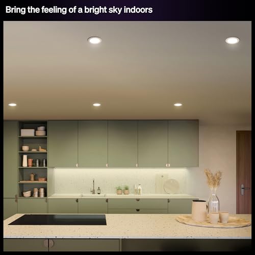 Image of Philips Hue Slim Downlight, Recessed LED Ceiling Light 1-Pack, 1200 lm, 6-inch, Canless Design, Full-Spectrum Daylight 1000K-20000K, Ultra-Low Dimming, Precise Color, Smart Lighting, White