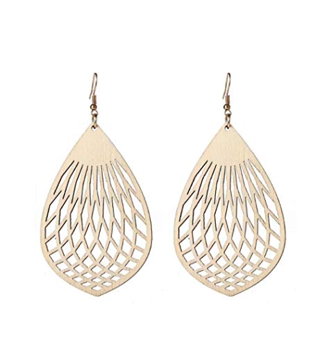 Preisvergleich Produktbild Empty Tropfen Ohrringe Ethnische afrikanische Hohle Holz Lange Anhänger Ohrringe Modeschmuck Glühbirne Muster baumeln Ohrringe
