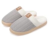 NineCiFun Women's House Slippers Memory Foam Bedroom Slippers Indoor Outdoor Slip On Home Shoes with Soft Terry Lining (grey,size 9-10 US)