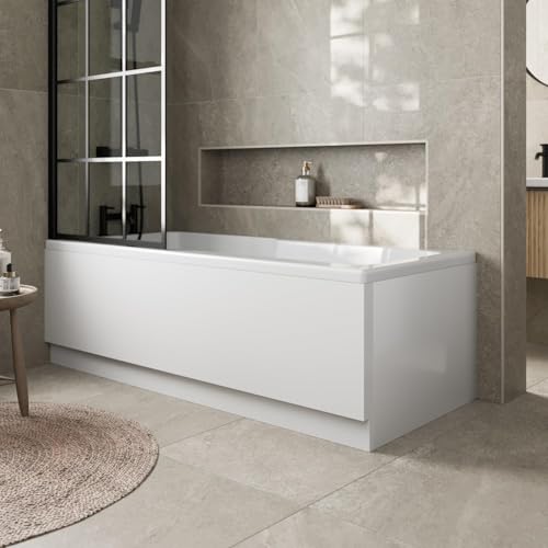 Baystone Modern 1700mm Front Side Panel & 800mm End Acrylic Bath Panel Panels for Bathroom Baths Soaking Tubs, Easy to Cut, White Gloss