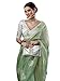 AKHILAM Women's Olive Embroidered Organza Saree With Unstitched Blouse Piece (4KAVI401)